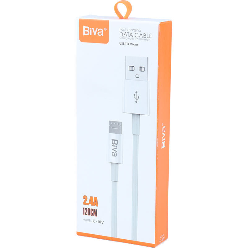 کابل میکرو یو اس بی فست شارژ 2.4 آمپر بیوا C-10V طول 1.2 متر