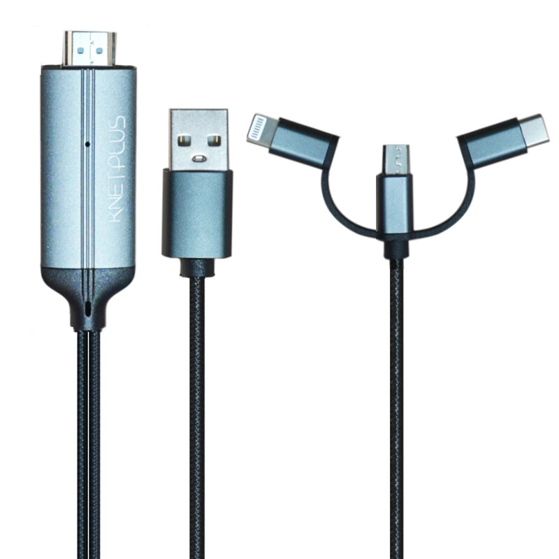 کابل تبدیل Lightning/MicroUSB/Type-C به HDMI کی نت پلاس KP-CT3 طول 2 متر