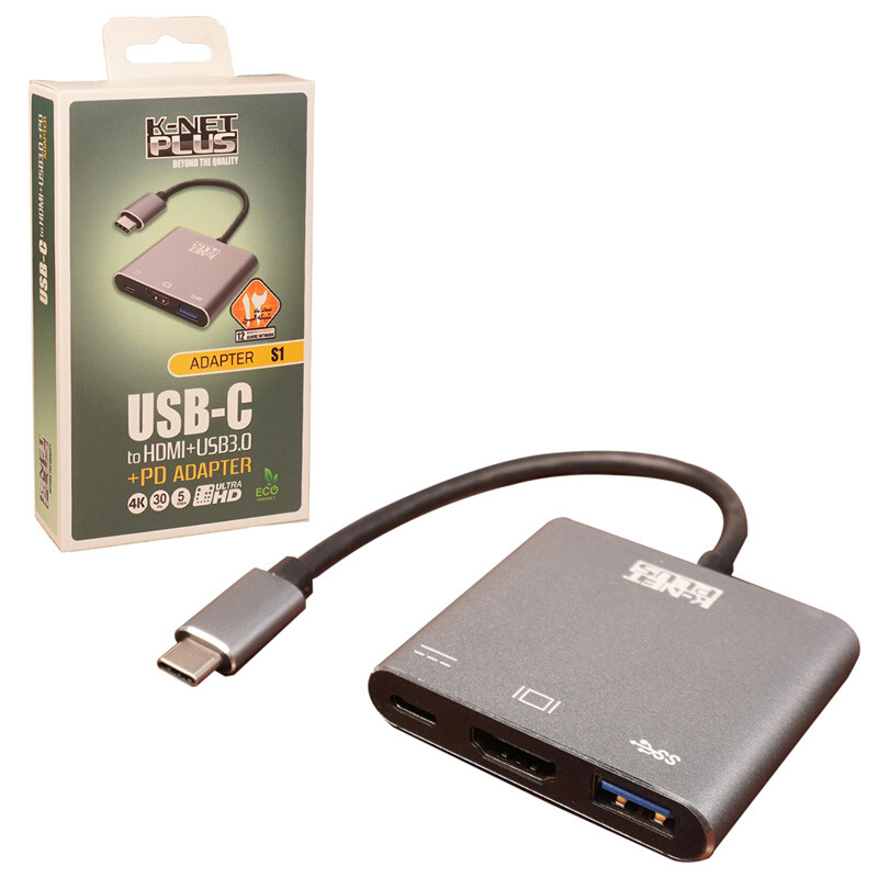 تبدیل Type-C به HDMI/Type-C/USB3.0 کی نت پلاس KP-S1