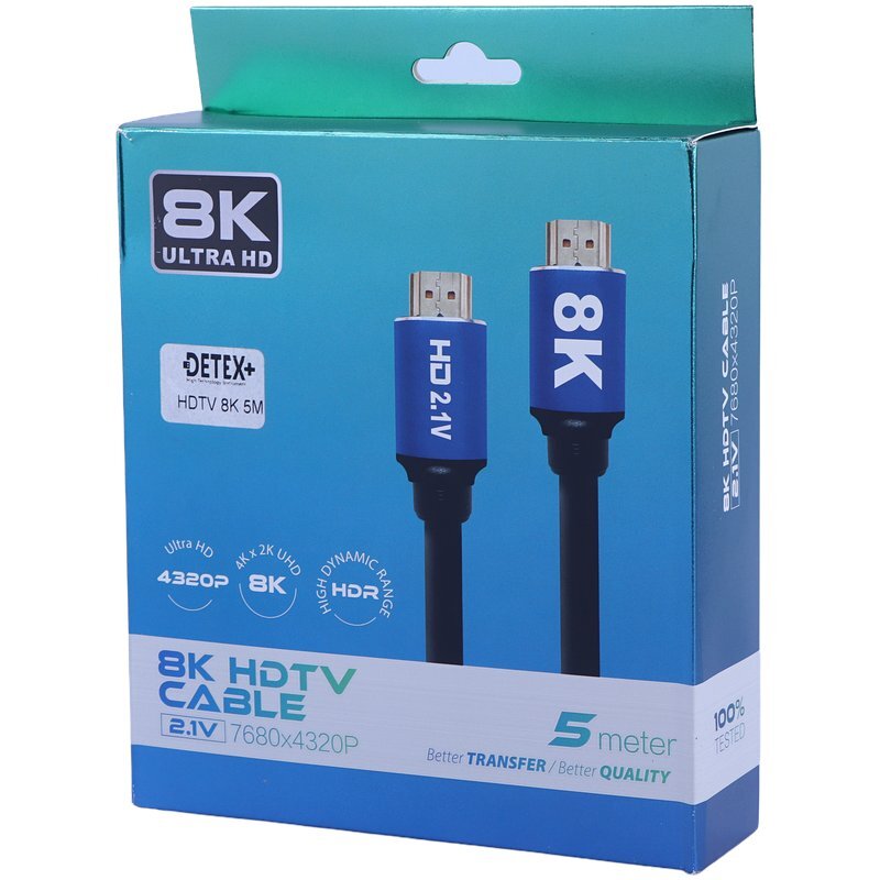 کابل HDMI 8K دیتکس پلاس +Detex طول 5 متر