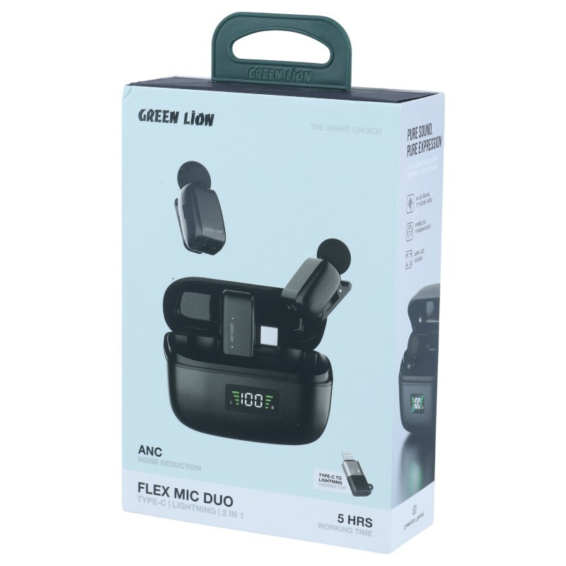 میکروفون یقه ای بی سیم Green Lion GL-MIC7 + تبدیل Type-C To Lightning