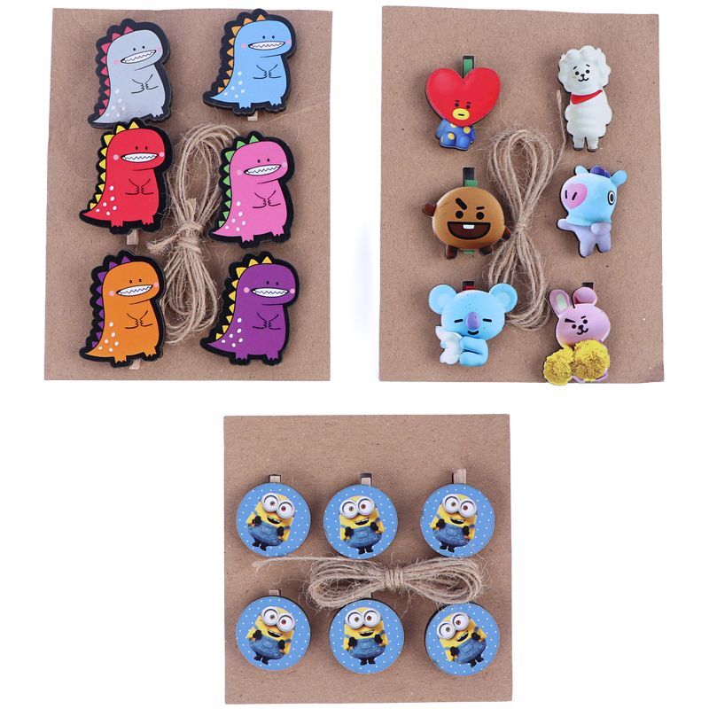 گیره چوبی طرح فانتزی Parsum بسته 6 عددی