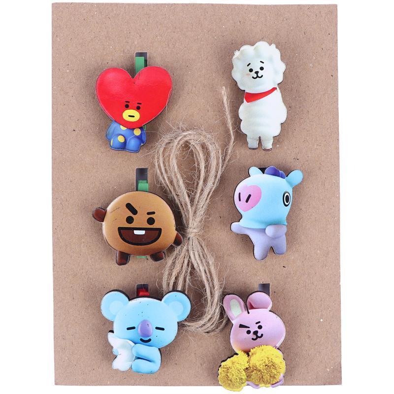 گیره چوبی طرح فانتزی Parsum بسته 6 عددی