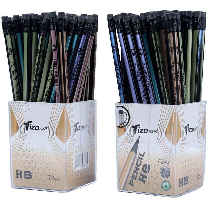 مداد مشکی پاک کن دار متالیک تیزو بسته 72 عددی