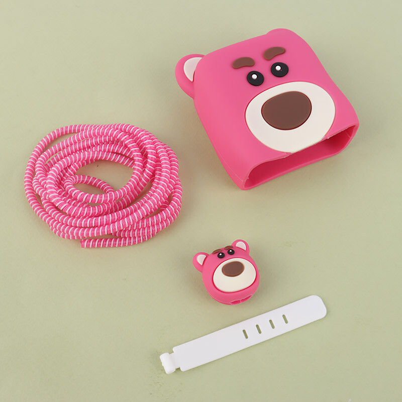 ست محافظ کابل و کلگی شارژر شیائومی 120 وات طرح خرس صورتی