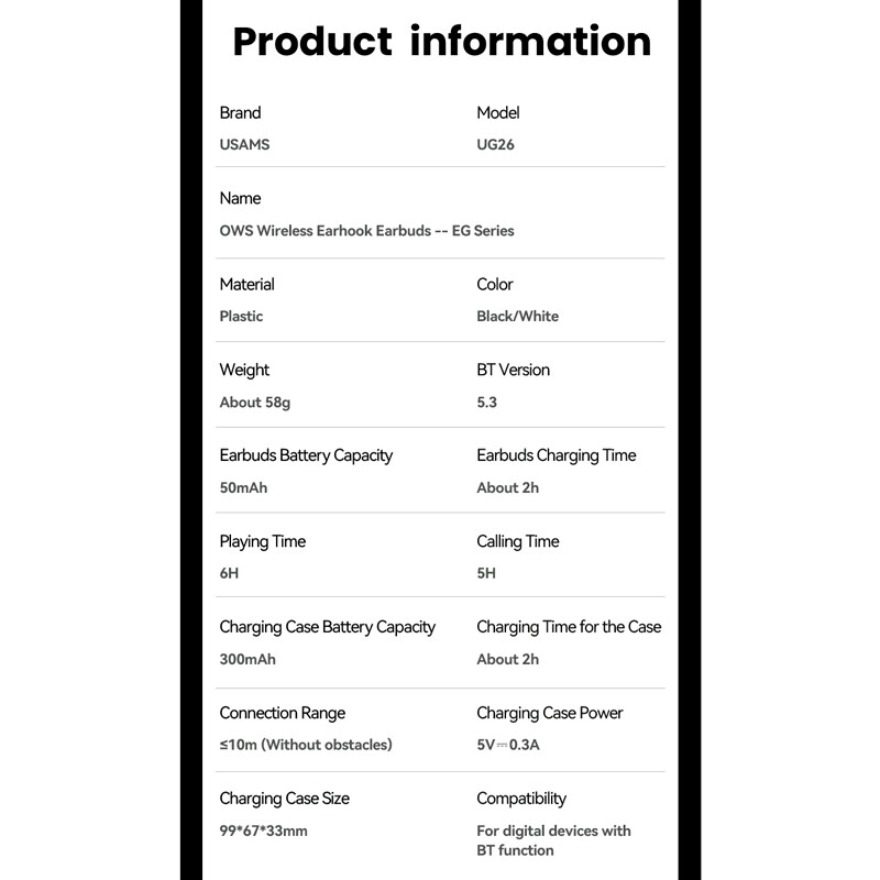 هندزفری بلوتوثی یوسامز UG26 OWS