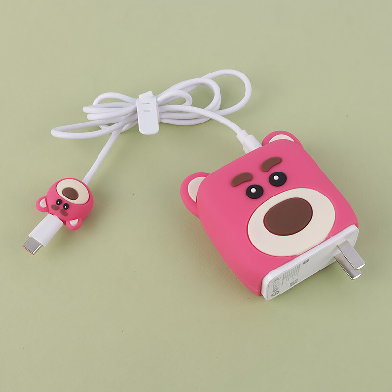 ست محافظ کابل و کلگی شارژر شیائومی 120 وات طرح خرس صورتی