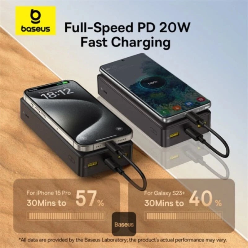 پاور بانک فست شارژ باسئوس LifePo4 PPLP184 PD 20W ظرفیت 18400 میلی آمپر ساعت