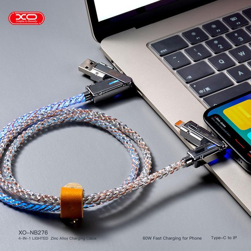 کابل شارژ چندکاره فست شارژ 60 وات ایکس او XO-NB276 طول 1 متر