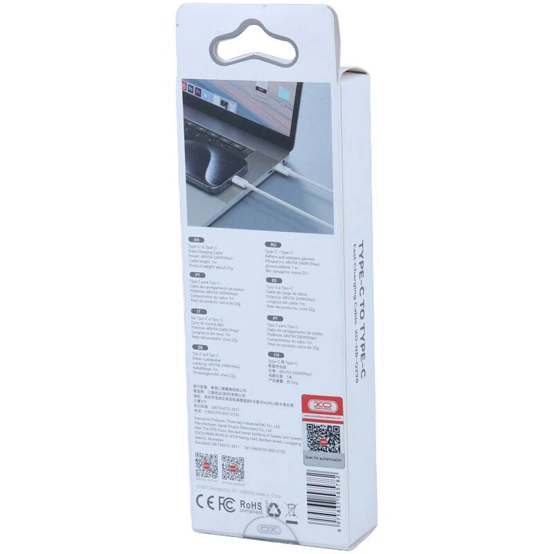 کابل دو سر تایپ سی فست شارژ 240 وات ایکس او XO-Q298 طول 1 متر