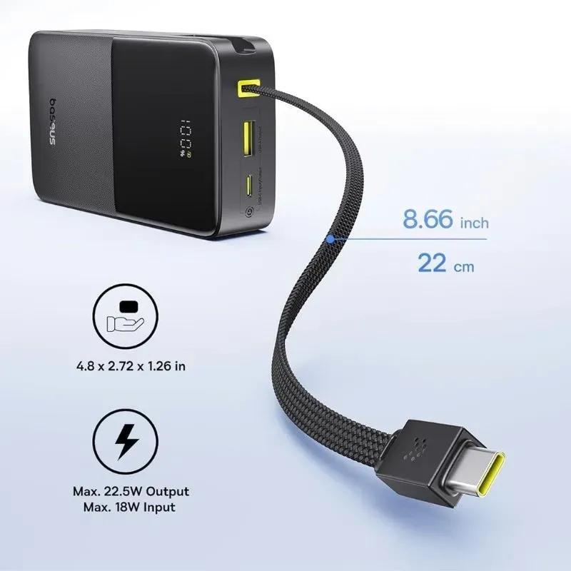 پاور بانک فست شارژ باسئوس EnerFill FC51 Bipow2 Pro E00277 PD QC3.0 20W ظرفیت 20000 میلی آمپر ساعت