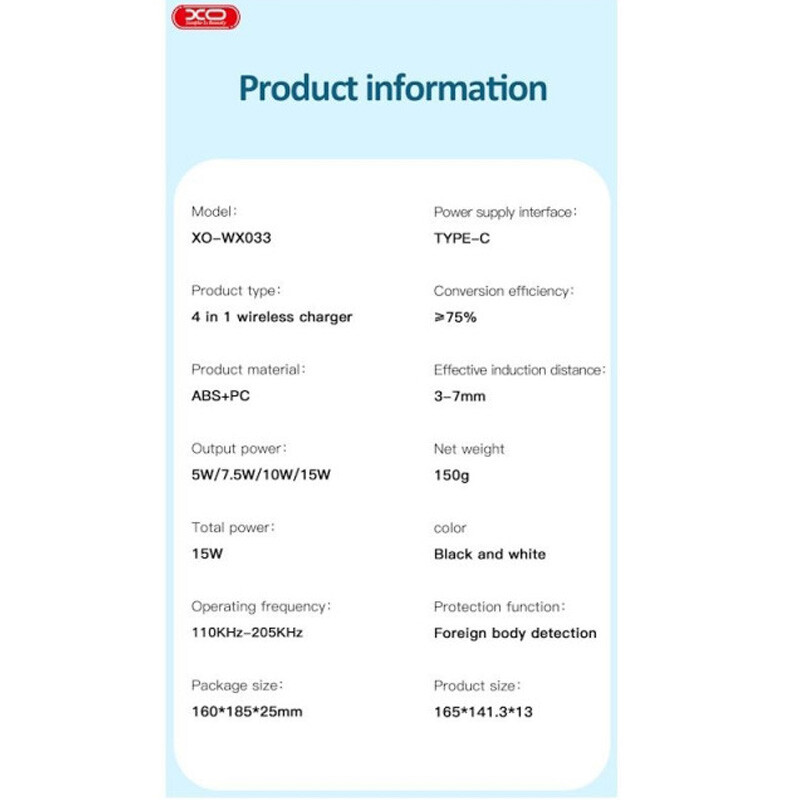 هولدر و شارژر وایرلس 15 وات ایکس او XO-WX033