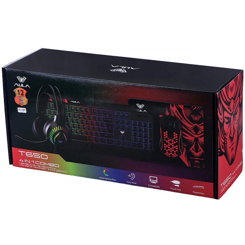 کیبورد و موس گیمینگ آئولا T650 + هدست و پد موس