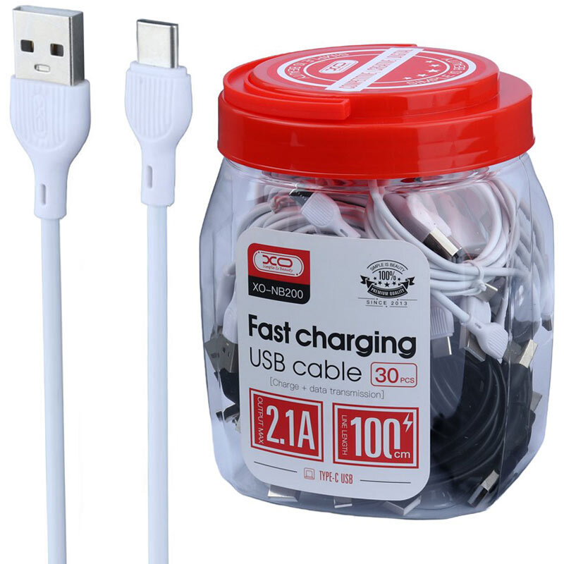 کابل تایپ سی فست شارژ 2.1 آمپر ایکس او XO-NB200 طول 1 متر بسته 30 عددی