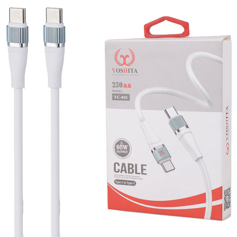 کابل کوتاه دو سر تایپ سی فست شارژ 60 وات یوشیتا YC-041 طول 25 سانتی متر