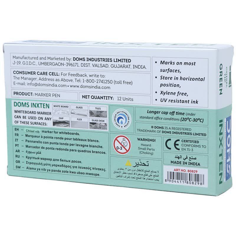 ماژیک وایت برد دامس نوک تخت Inxten بسته 12 عددی