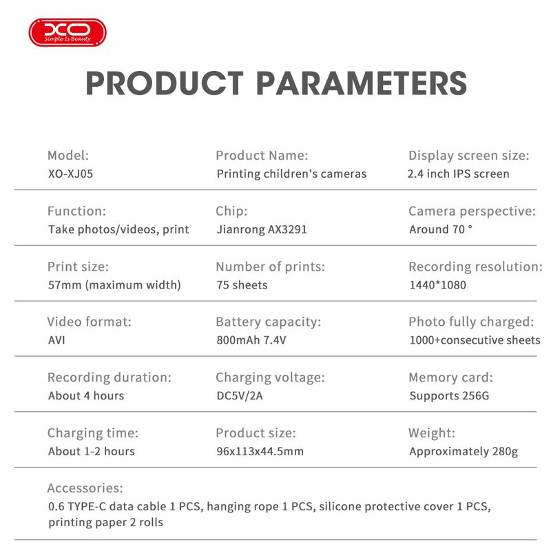 دوربین عکاسی چاپ فوری کودک ایکس او XO-XJ05