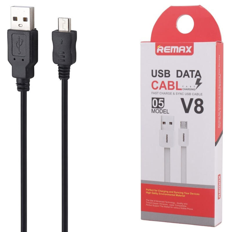 کابل میکرو یو اس بی فست شارژ ریمکس V8-05 طول 0.9 متر