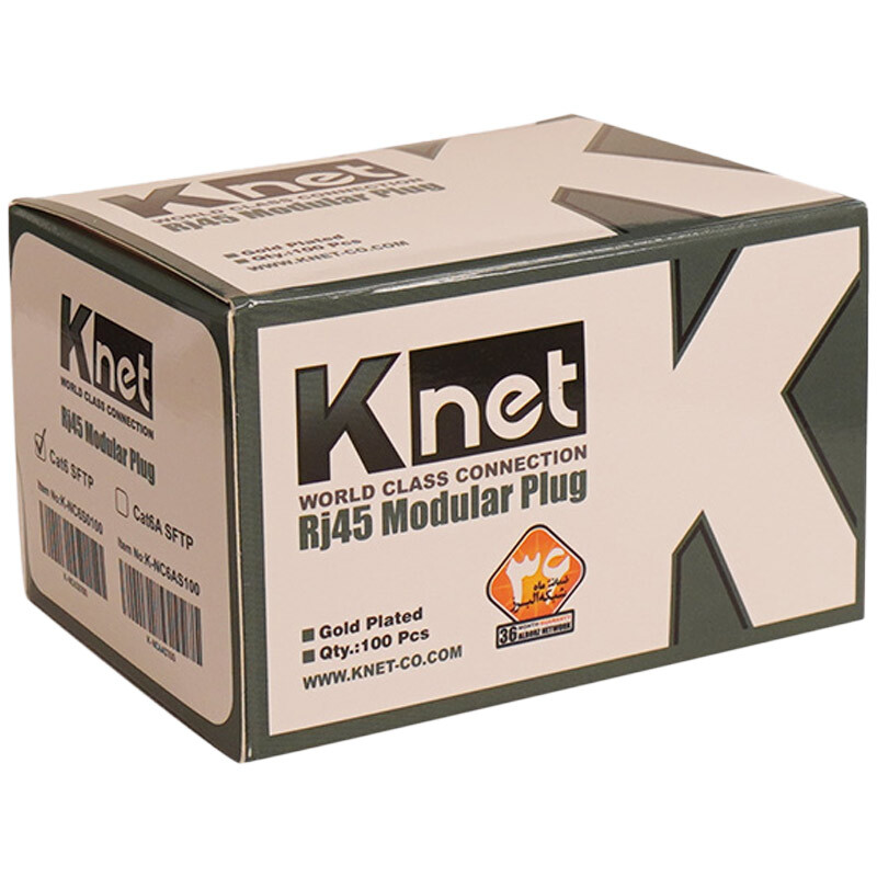 سوکت شبکه Knet K-N106 RJ45 Cat6 SFTP بسته 100 عددی