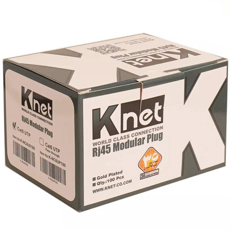 سوکت شبکه Knet K-N105 RJ45 Cat6 SFTP بسته 100 عددی