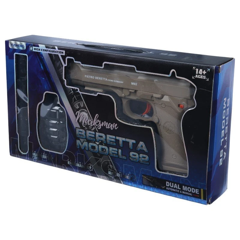 تفنگ کلت اسباب بازی صدا خفه کن تیر ژله ای شارژی Yusheng NO.YS-2F Beretta کد 115