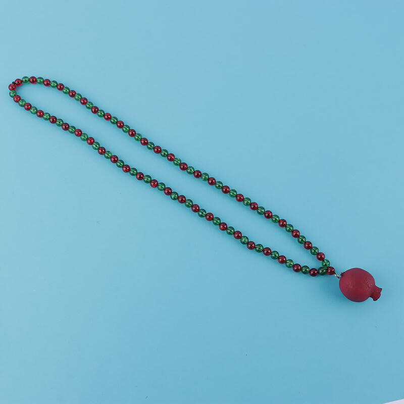 گردنبند یلدایی انار مهره سبز قرمز