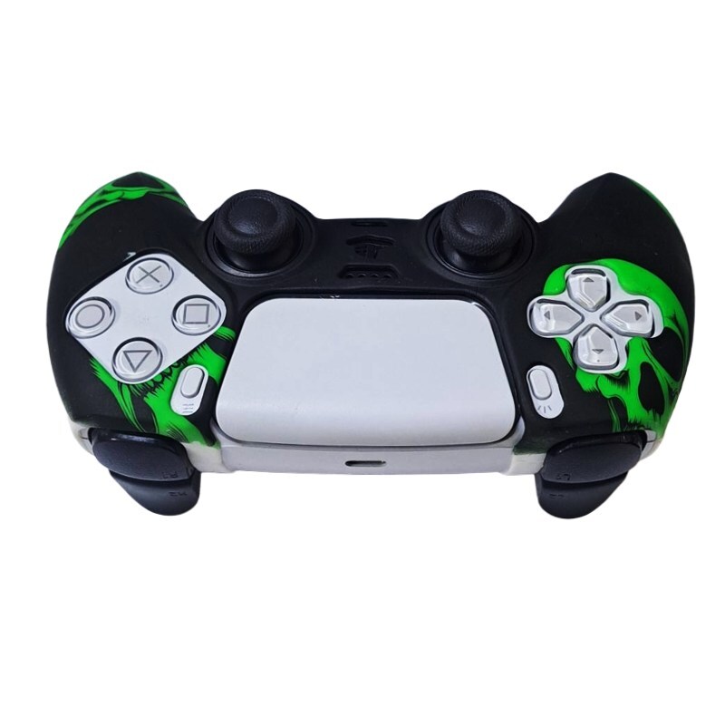 روکش دسته بازی PS5 طرح Skull مشکی سبز