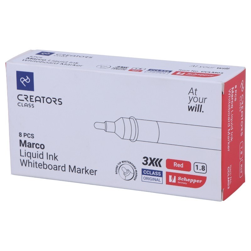 ماژیک وایت برد کریتورز کلاس نوک گرد Marco CCLM03 بسته 8 عددی