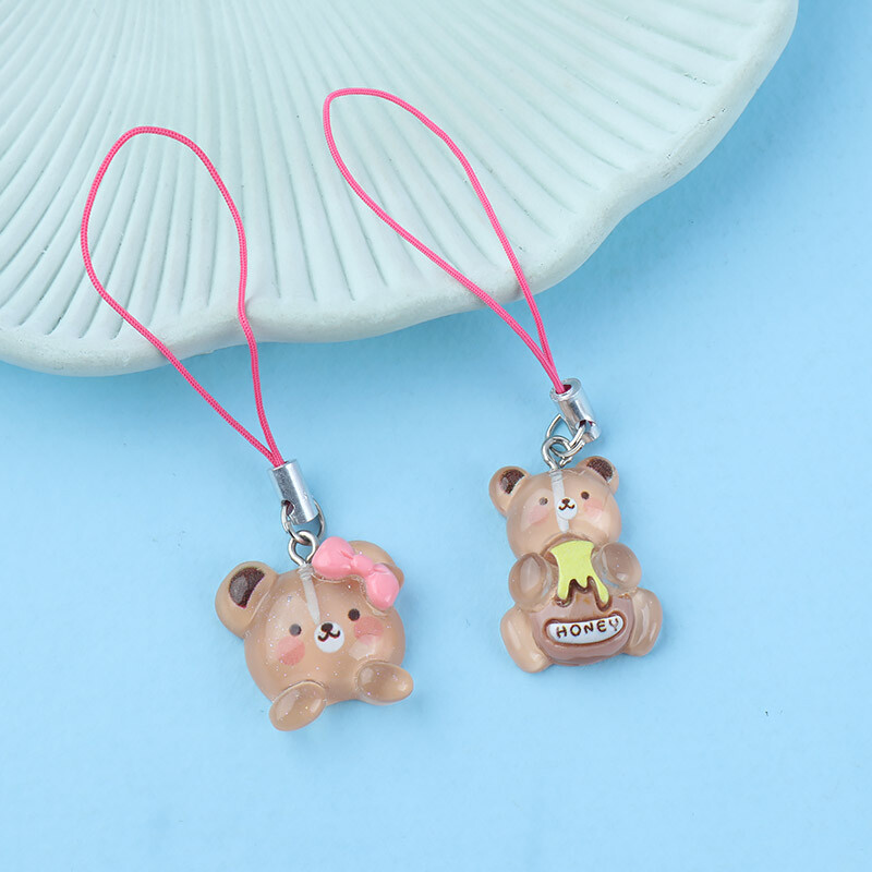 آویز فلش و موبایل طرح خرس شفاف بسته 5 عددی