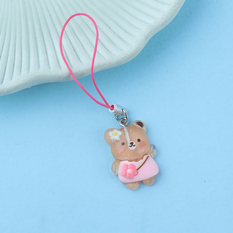 آویز فلش و موبایل طرح خرس شفاف بسته 5 عددی