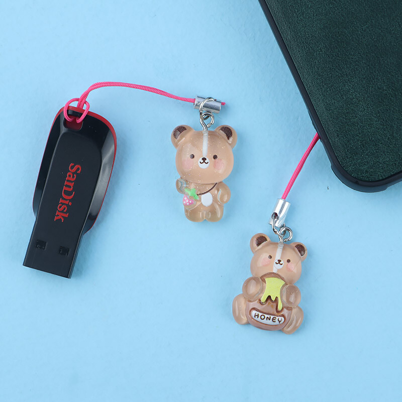 آویز فلش و موبایل طرح خرس شفاف بسته 5 عددی