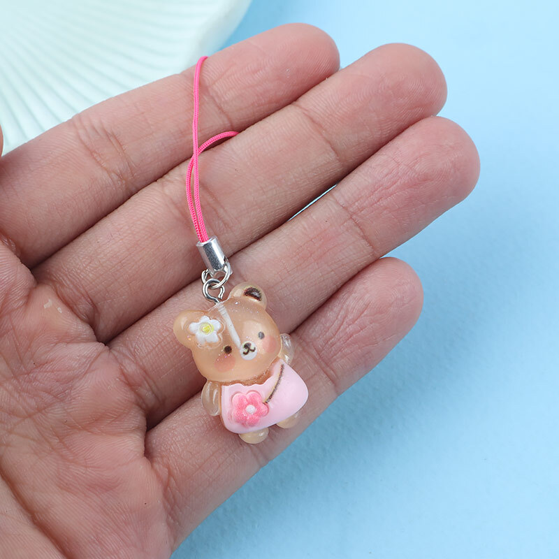 آویز فلش و موبایل طرح خرس شفاف بسته 5 عددی