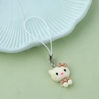 آویز فلش و موبایل طرح کیتی کرم و قهوه ای