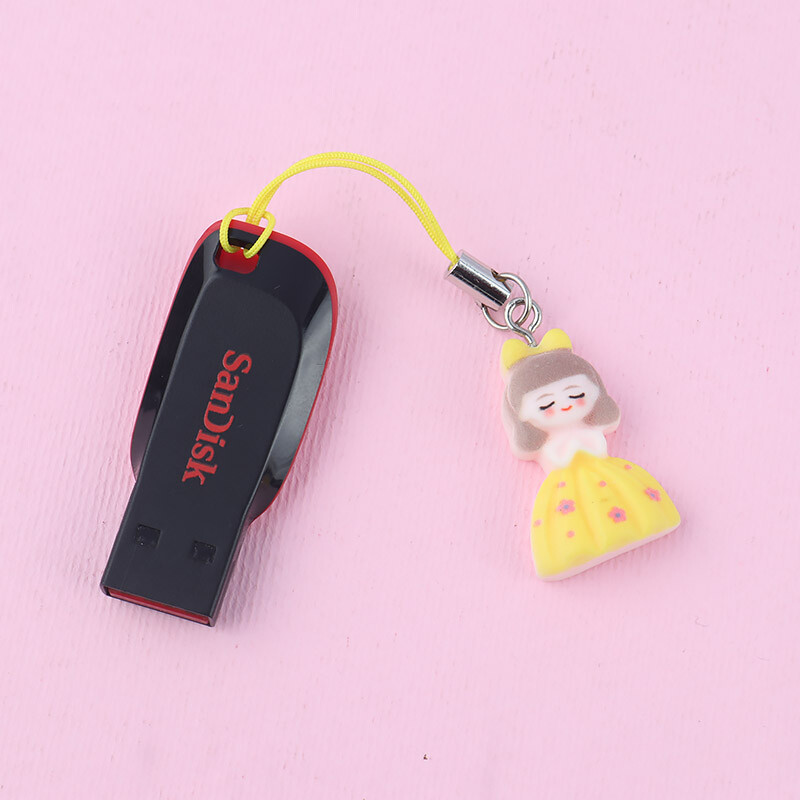 آویز فلش و موبایل طرح دختر پاپیون دار