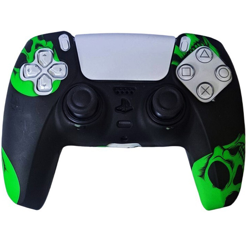 روکش دسته بازی PS5 طرح Skull مشکی سبز