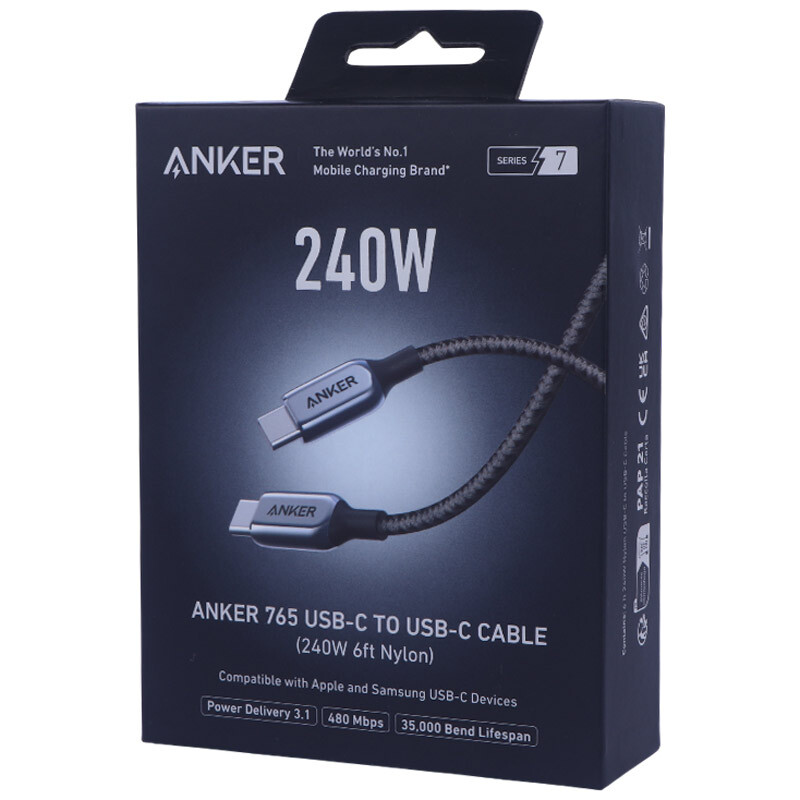 کابل دو سر تایپ سی فست شارژ 240 وات انکر A8866HA1 طول 1.8 متر