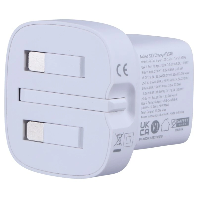 شارژر دیواری 33 وات انکر B2331 PD 5A + کابل تبدیل آیفونی