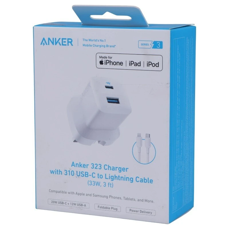 شارژر دیواری 33 وات انکر B2331 PD 5A + کابل تبدیل آیفونی