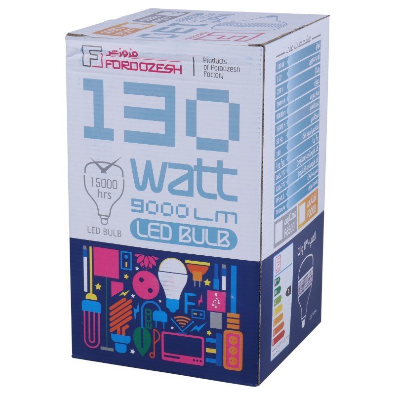 لامپ ال ای دی استوانه ای 130 وات فروزش F6500 پایه E27