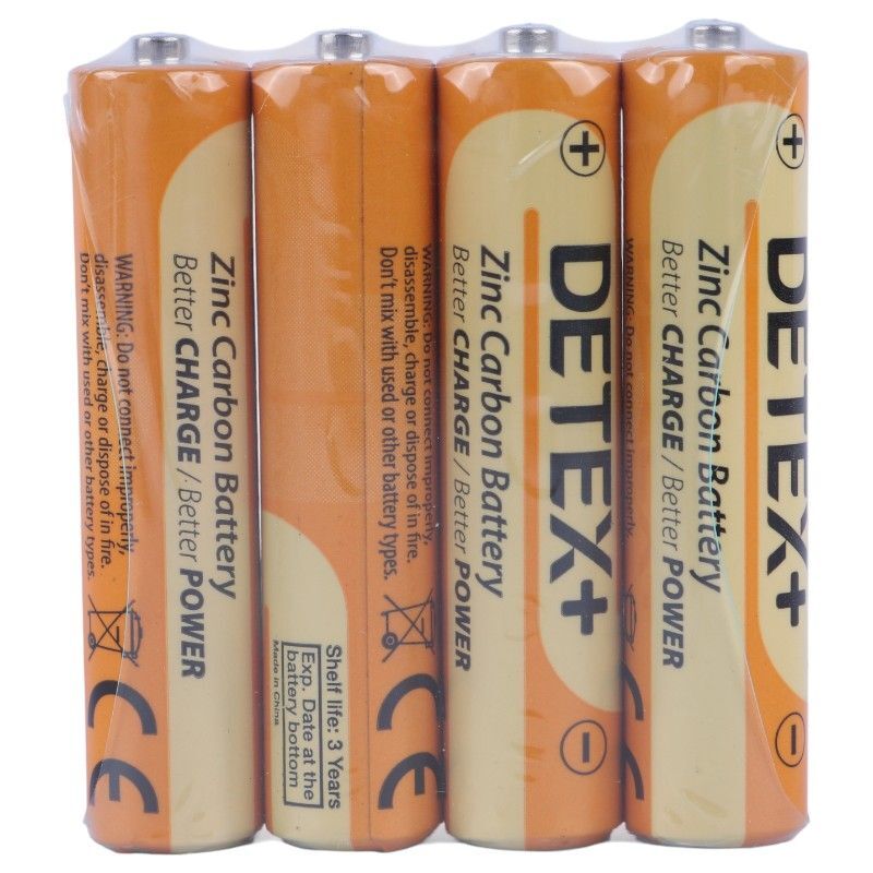 باتری چهارتایی نیم قلمی دیتکس پلاس Zinc Carbon R03P بسته 24 عددی