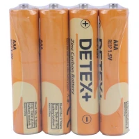 باتری چهارتایی نیم قلمی دیتکس پلاس Zinc Carbon R03P بسته 24 عددی