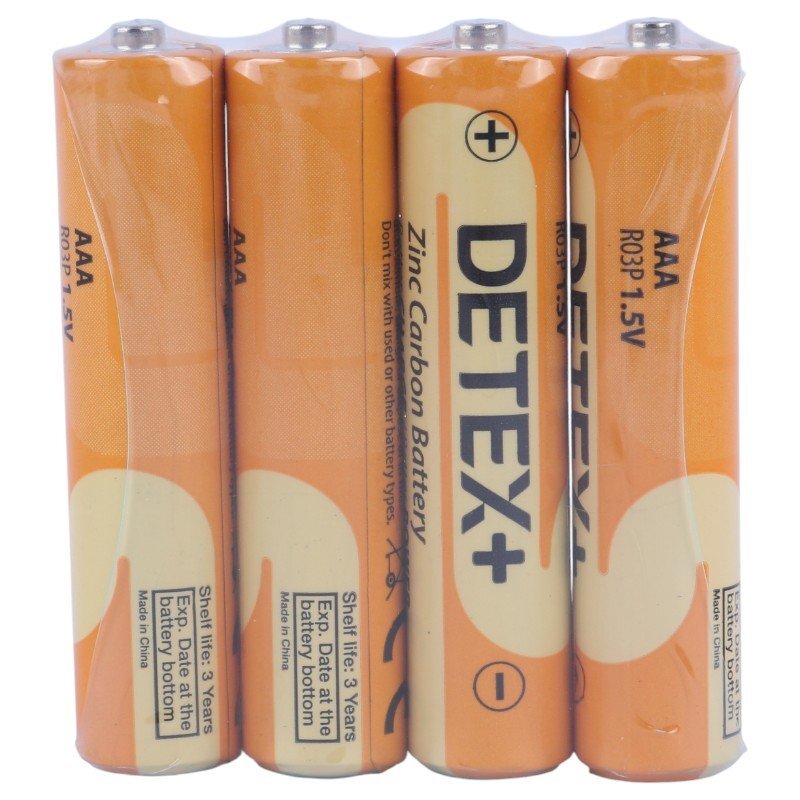 باتری چهارتایی نیم قلمی دیتکس پلاس Zinc Carbon R03P بسته 24 عددی