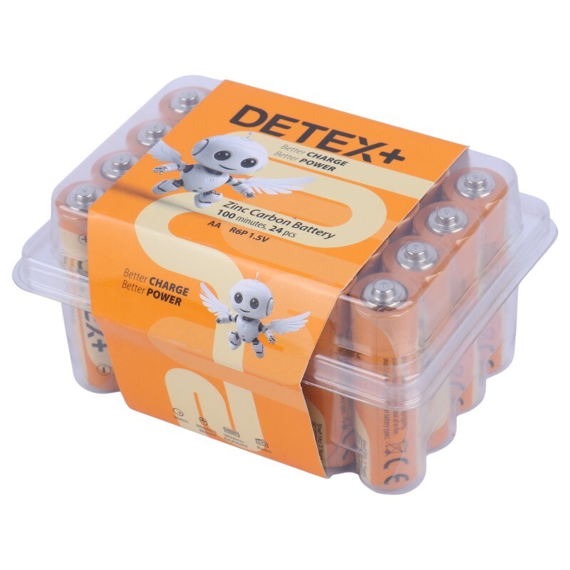 باتری چهارتایی قلمی دیتکس پلاس Zinc Carbon R6P بسته 24 عددی