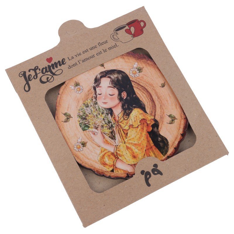 زیر لیوانی چوبی طرح درخت پرسام