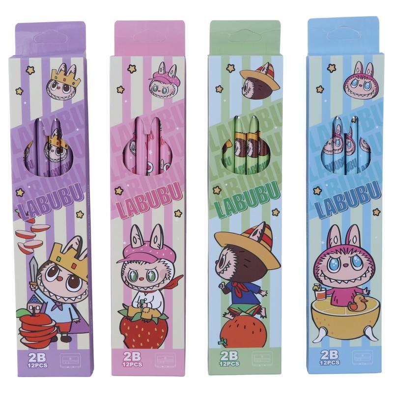 مداد مشکی گرد پاک کن دار طرح لبوبو 6829 بسته 12 عددی