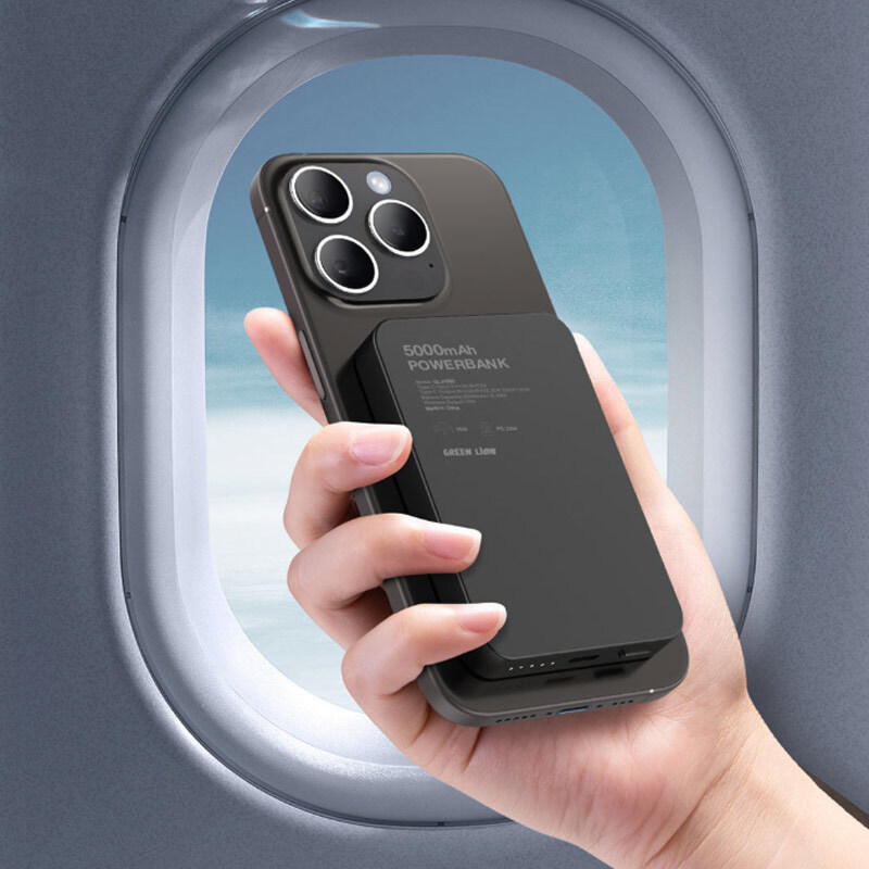 پاور بانک بی سیم فست شارژ گرین لاین GL-MAG 5 PD 20W ظرفیت 5000 میلی آمپر ساعت