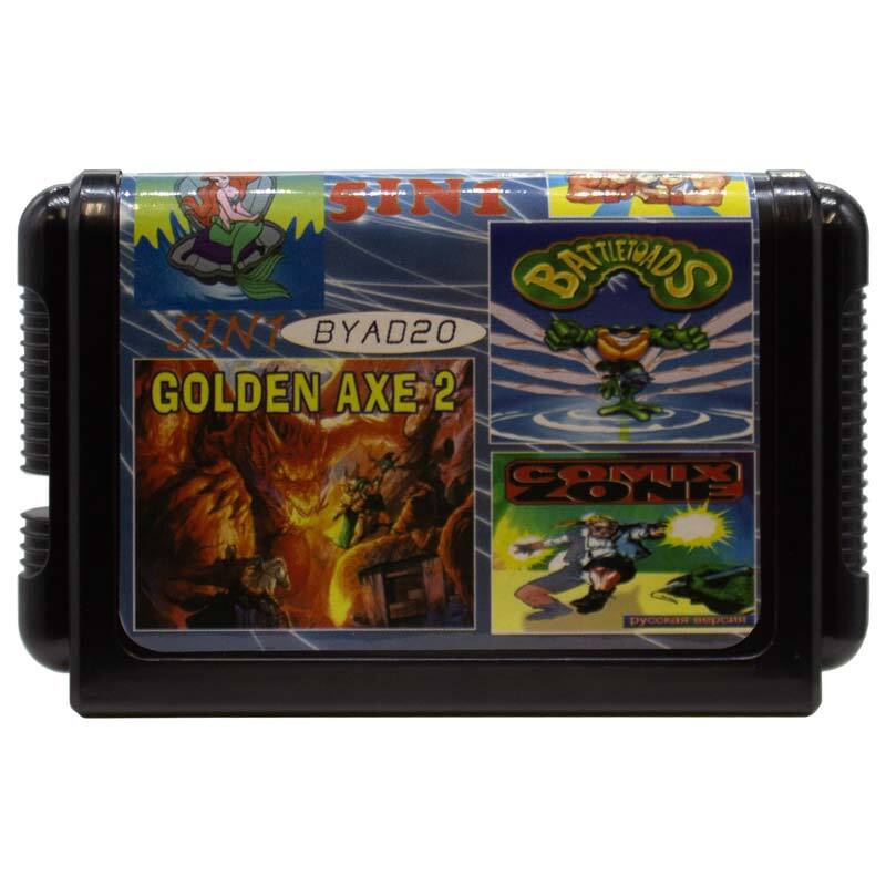 کارتریج پنج لبه بازی گلدن اکس 2 و کامیکس زون و بتل تودز و پری دریایی و شورش در شهر سگا کد BYAD20