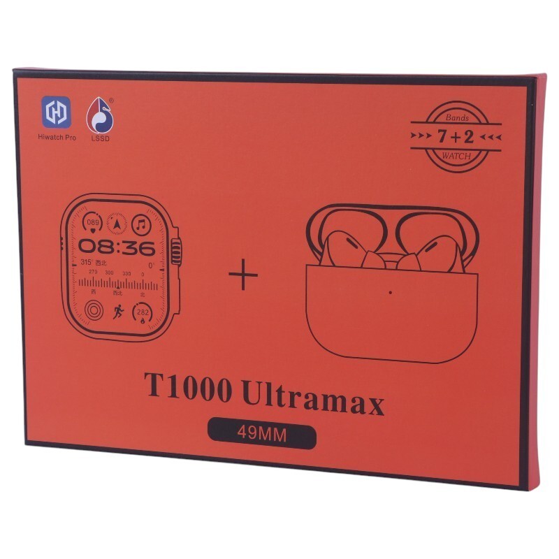 پکیج ساعت هوشمند و هندزفری بلوتوثی T1000 Ultramax