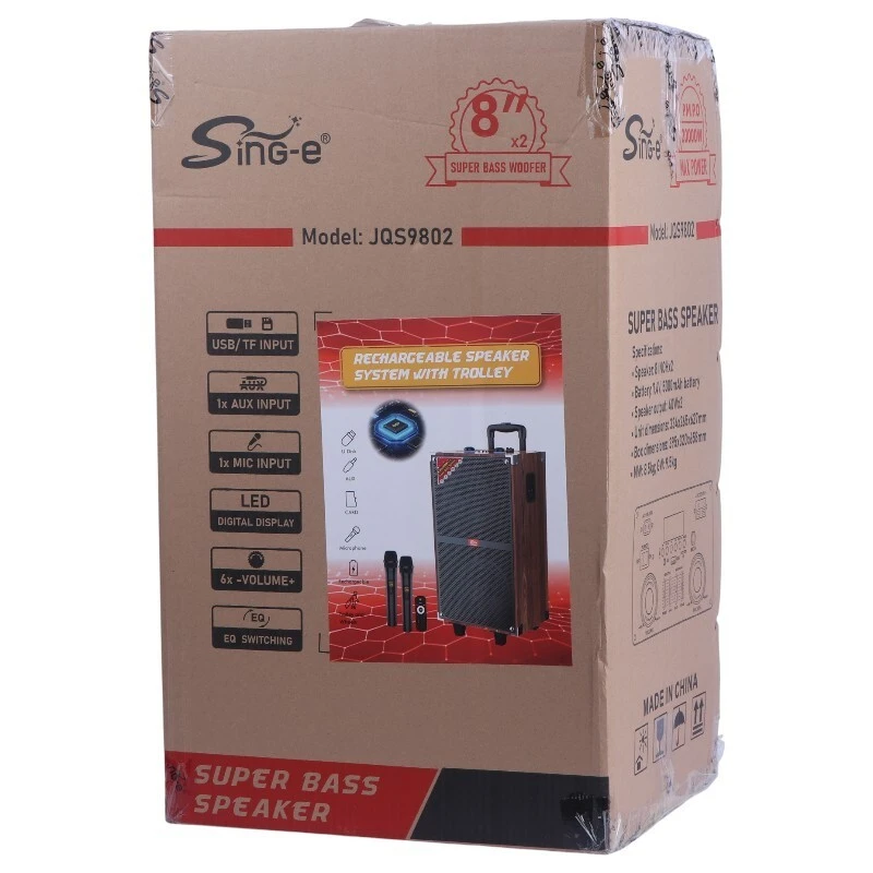 اسپیکر چمدانی بلوتوثی سینگ ای ZQS9802 + میکروفون و ریموت کنترل