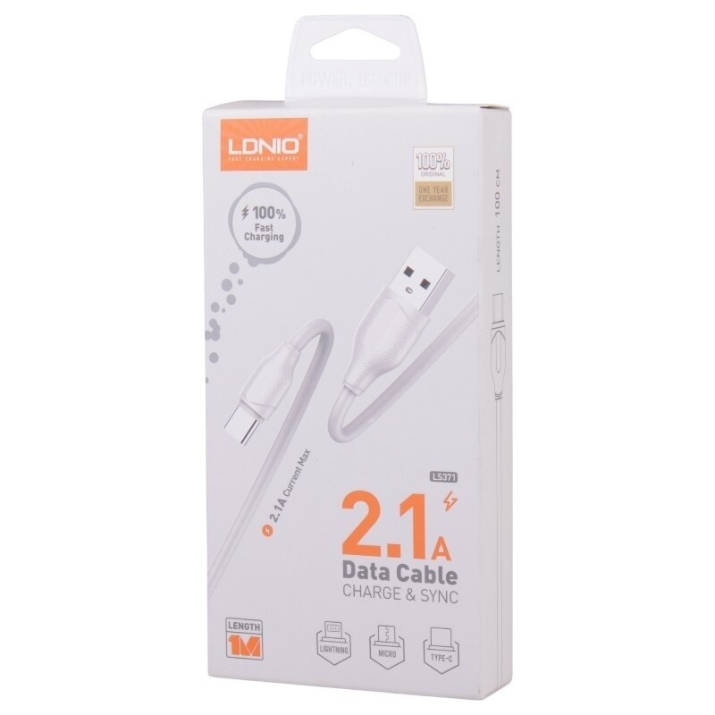 کابل تایپ سی فست شارژ LDNIO LS371 1m